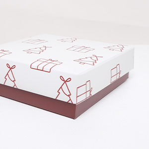 Impressão da caixa em papel cartão 250 g/m2.