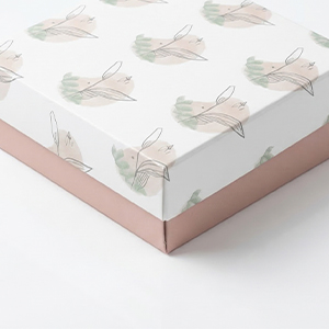 Impressão da caixa em papel cartão 250 g/m2.